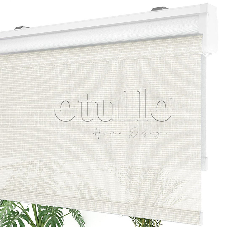 Ekru Desenli Çiftli Stor Perde | Estella