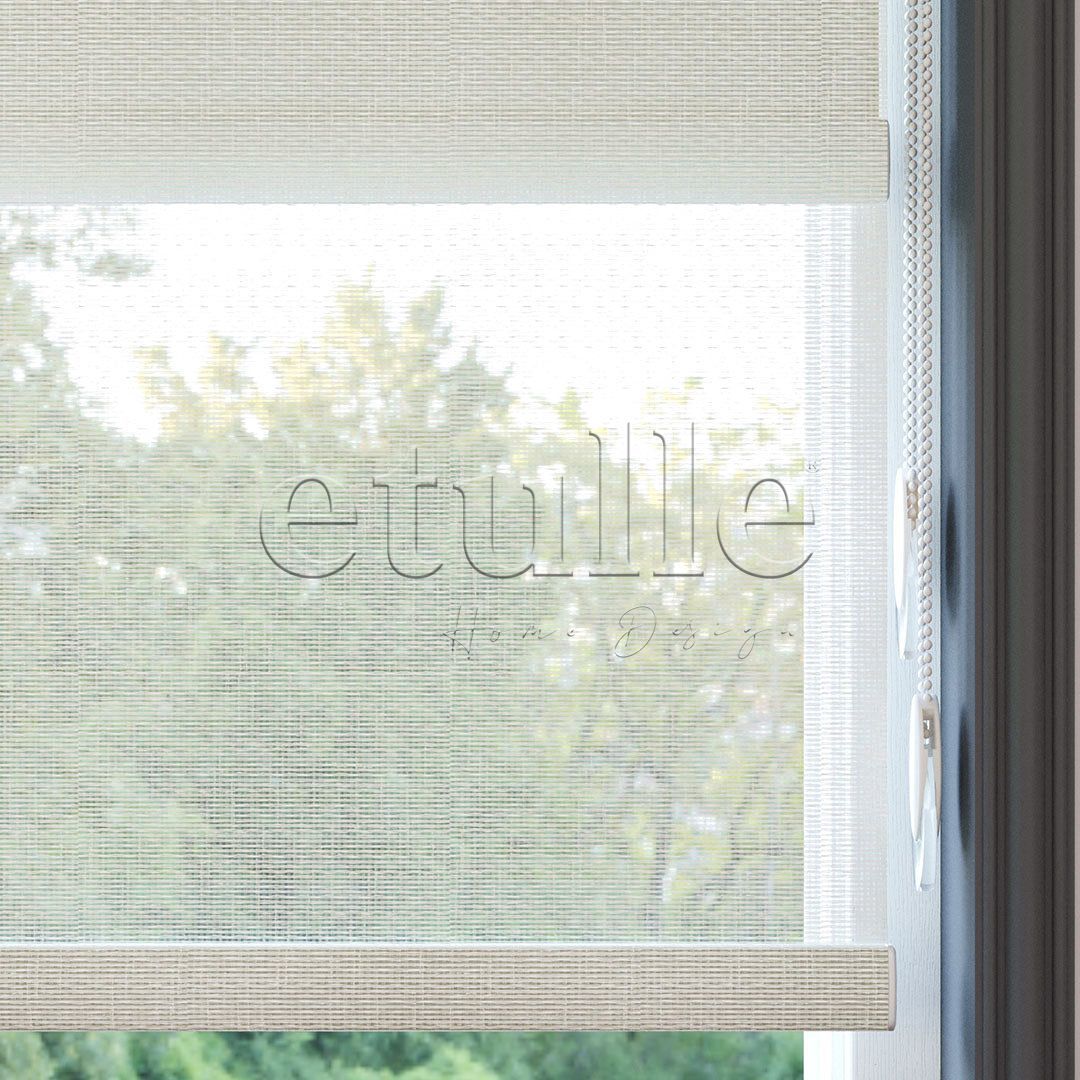 Ekru Düz Çiftli Stor Perde | Lucent