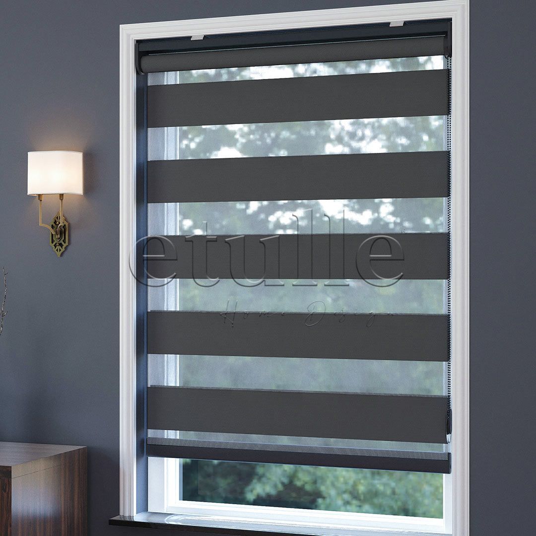 Antrasit Blackout Zebra Perde | Ennio