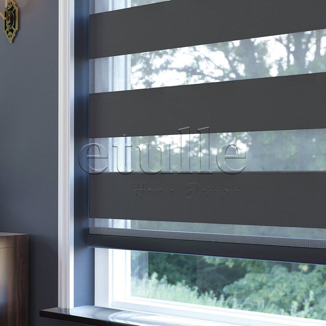 Antrasit Blackout Zebra Perde | Ennio