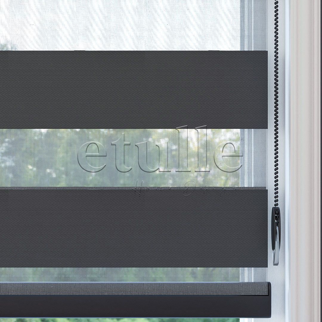Antrasit Blackout Zebra Perde | Ennio