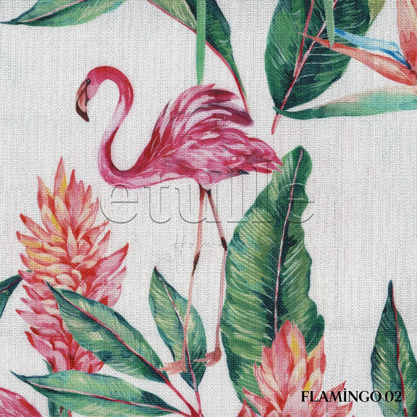 Flamingo Garden  - Baskılı Dikey Tül Perde