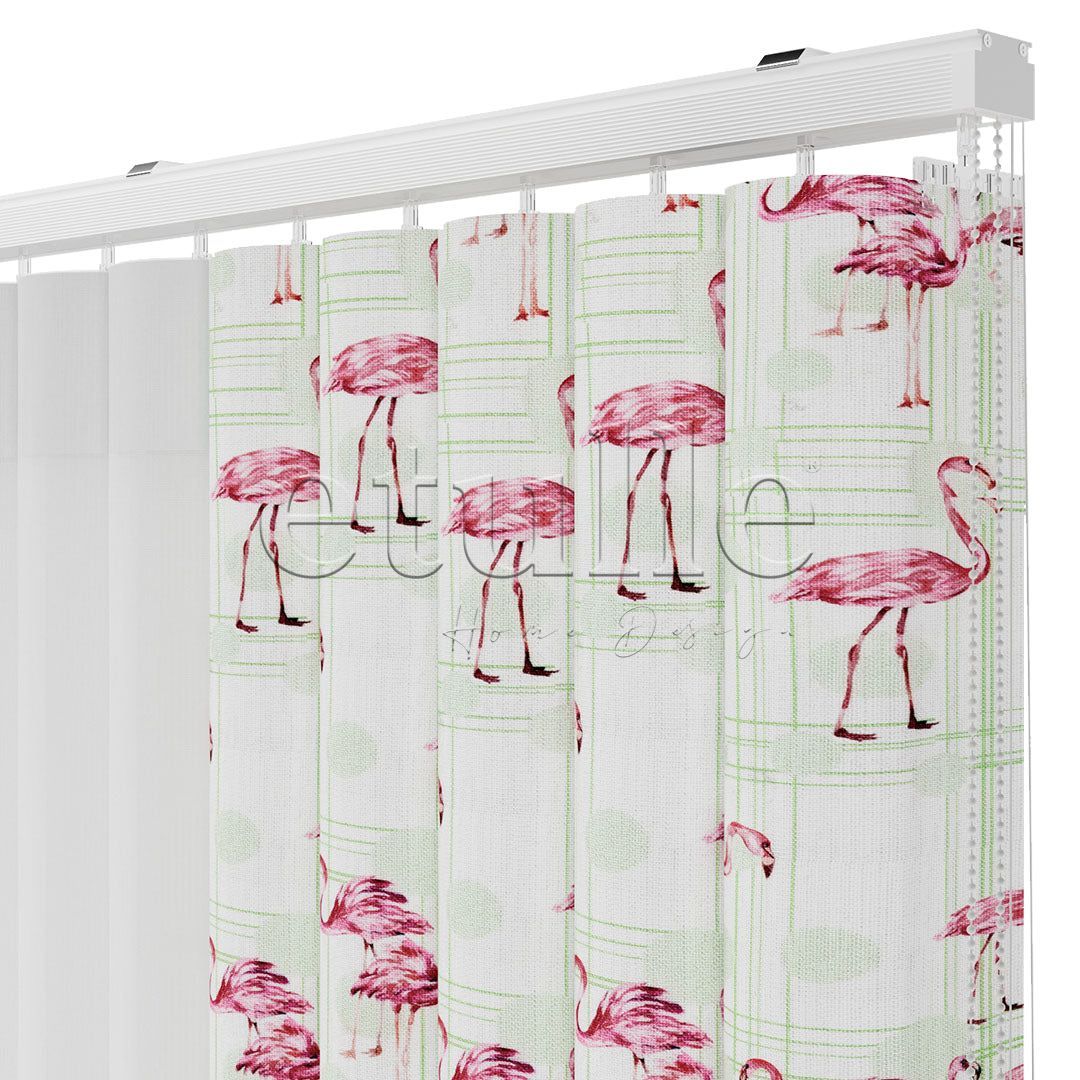 Flamingo Soft  - Baskılı Dikey Tül Perde