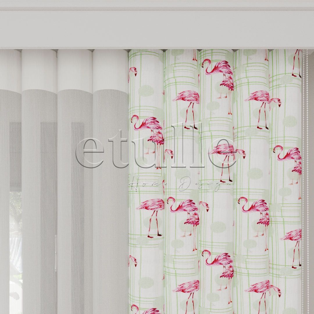 Flamingo Soft  - Baskılı Dikey Tül Perde