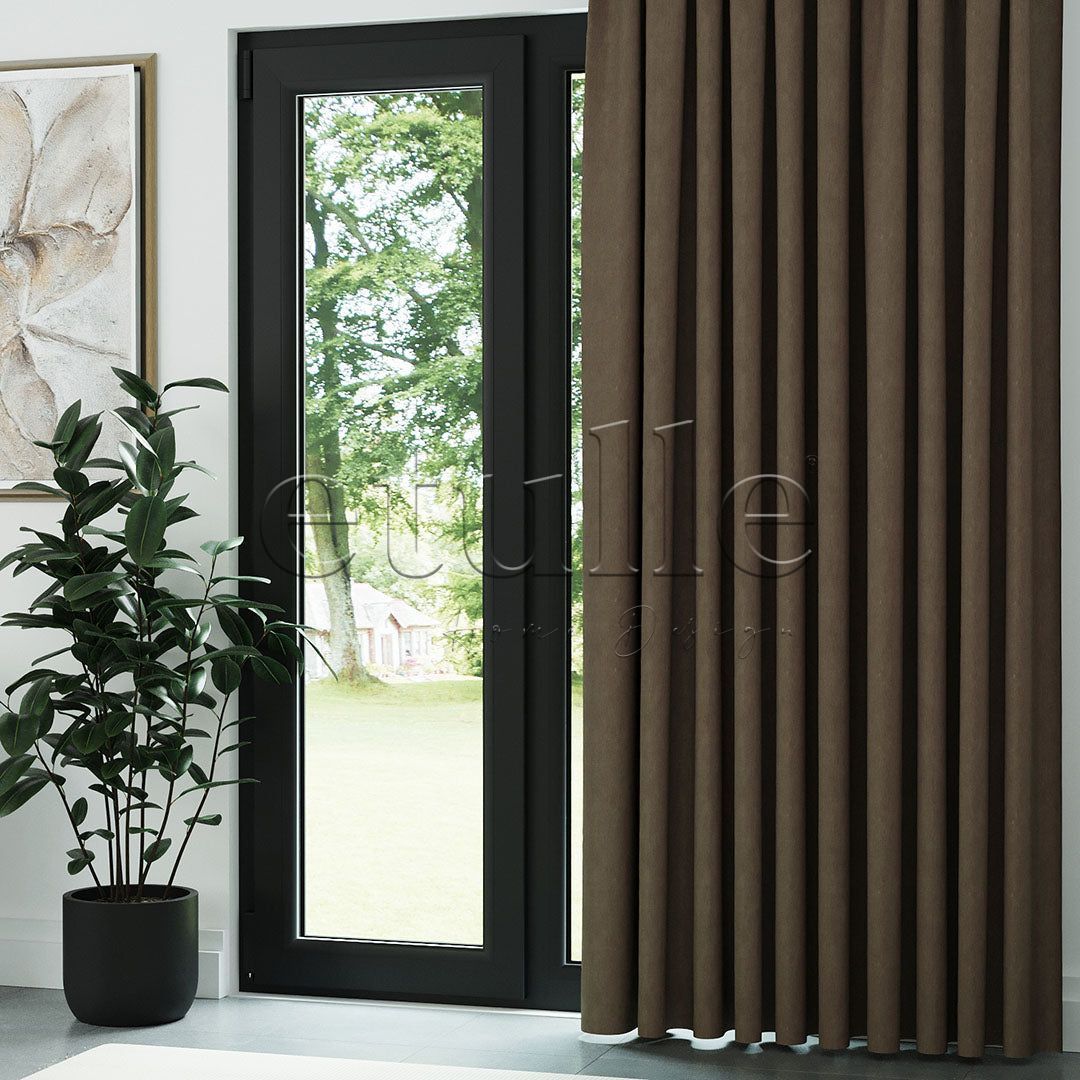 Kahverengi Naturel Keten Fon Perde | Casual
