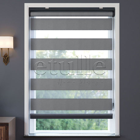 Gri Blackout Zebra Perde | Kanbina