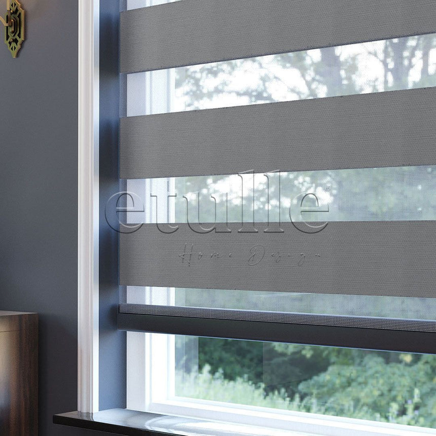Gri Blackout Zebra Perde | Kanbina