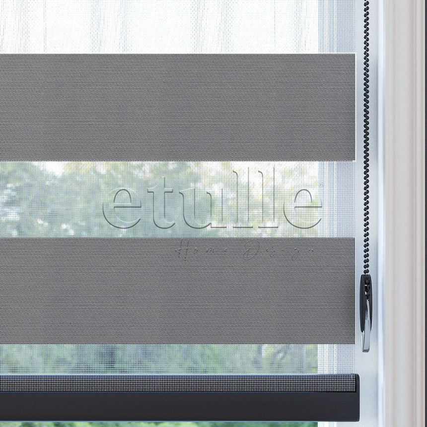 Gri Blackout Zebra Perde | Kanbina