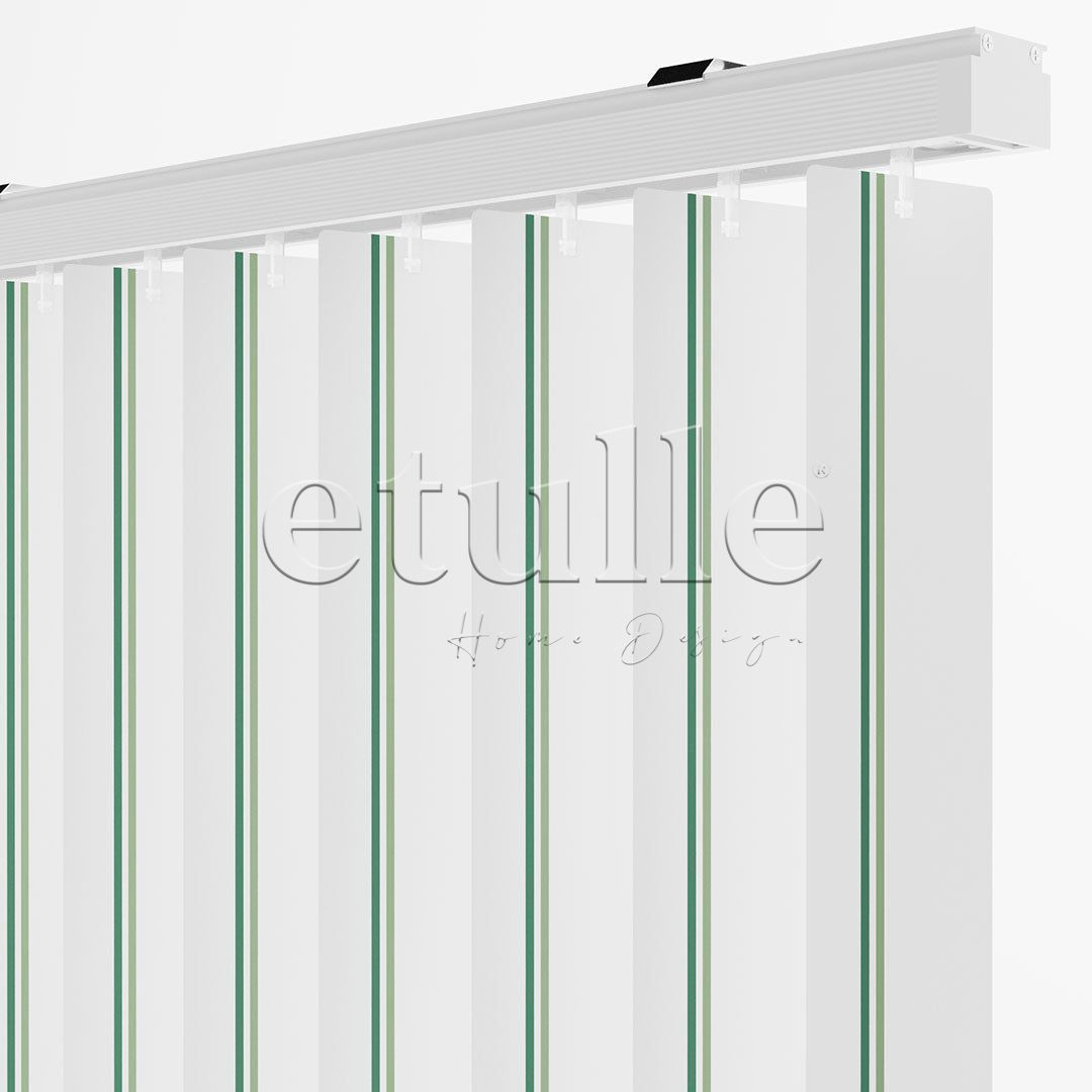 Koyu Yeşil - Yeşil Çizgili PVC Dikey Perde