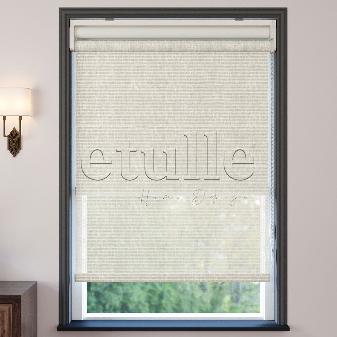 Krem Desenli Çiftli Stor Perde | Estella