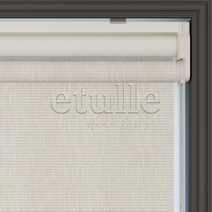 Krem Desenli Çiftli Stor Perde | Estella