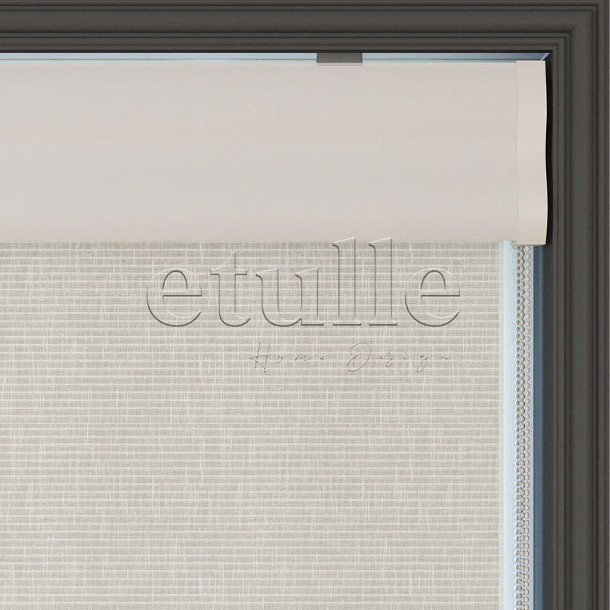 Krem Desenli Çiftli Stor Perde | Estella