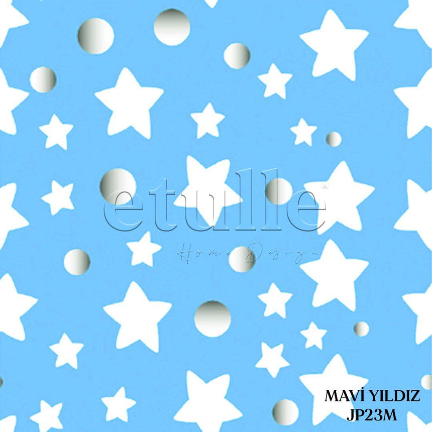 Mavi Yıldız - Çocuk Odası Dikey Tül Perde