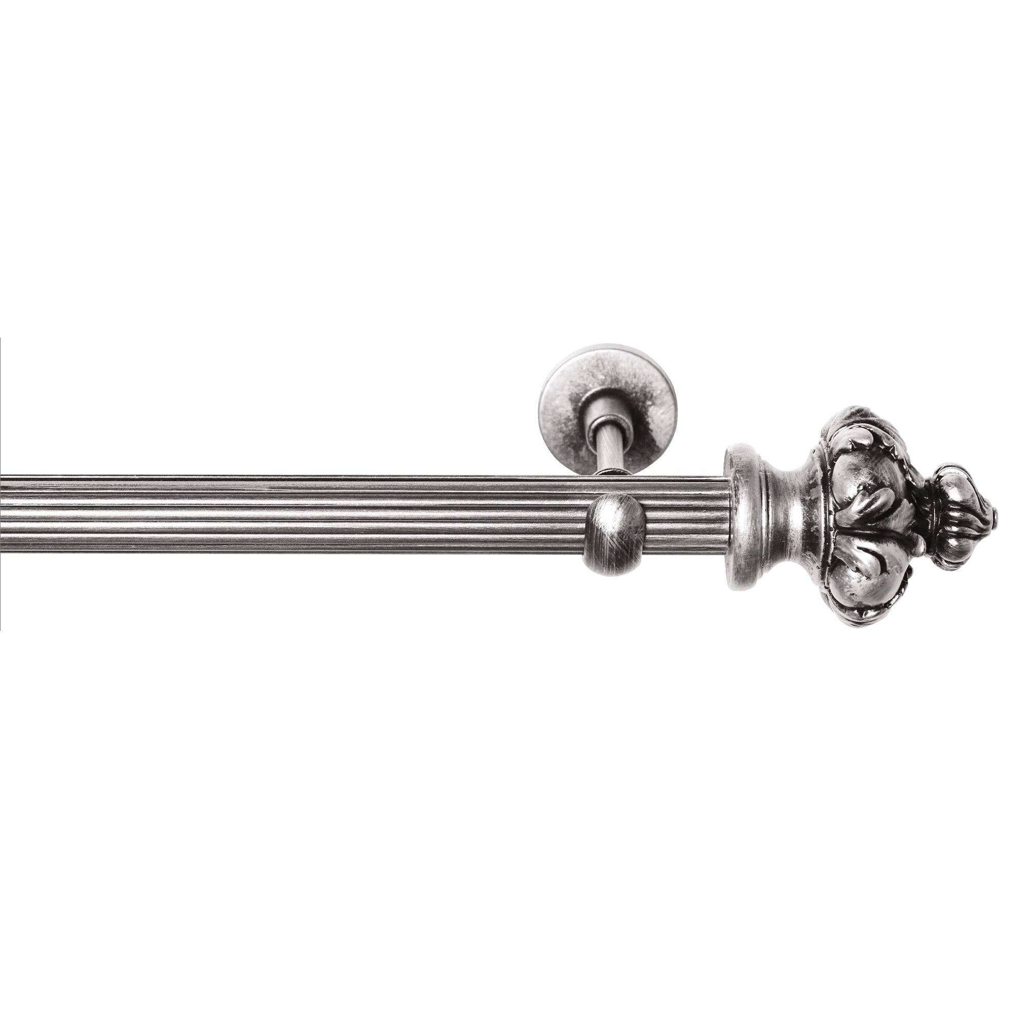 Rustik Perde Borusu 30 mm - Gümüş Eskitme Metal - Kraliyet