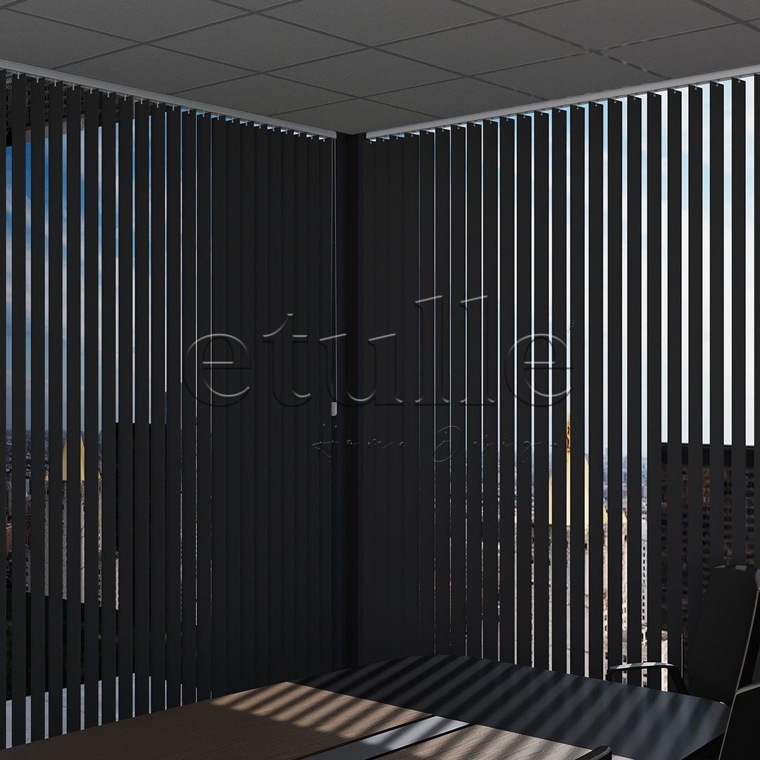Siyah Düz PVC Dikey Perde