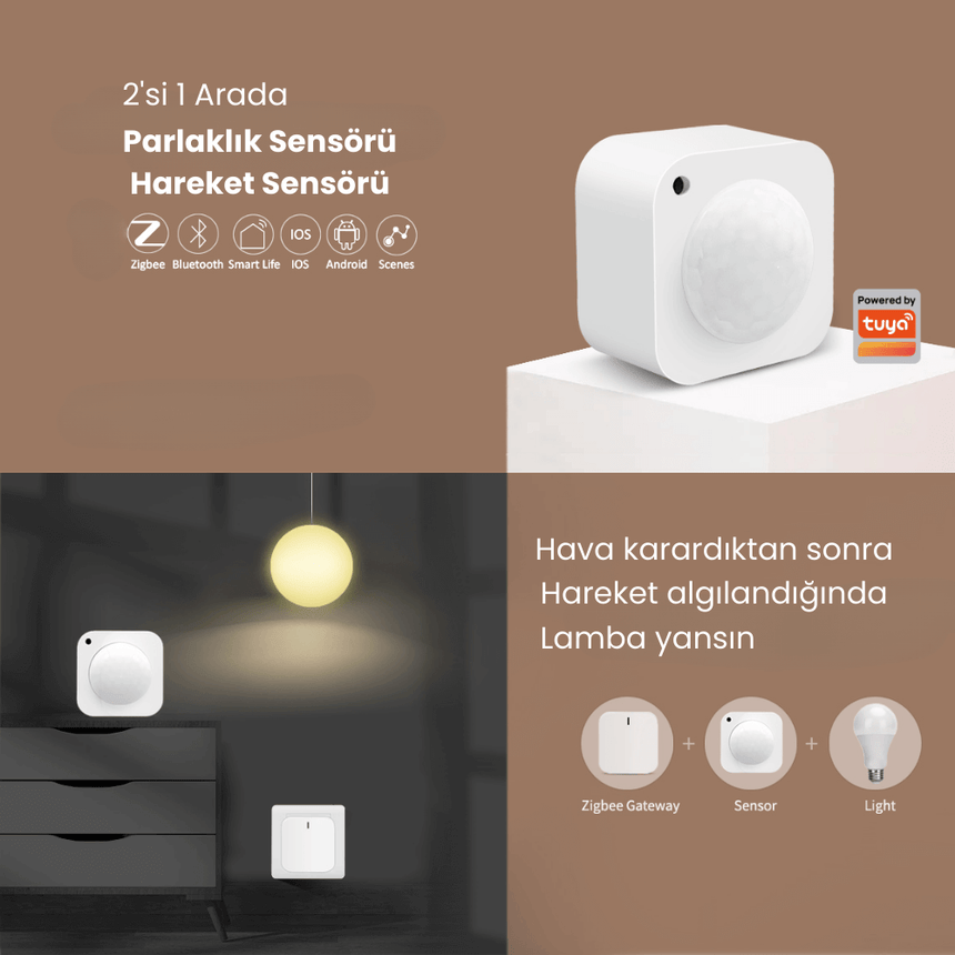 Tuya Zigbee Hareket ve Parlaklık Sensörü