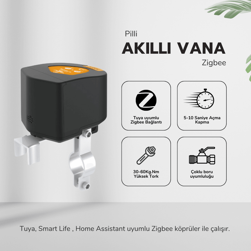 Tuya Zigbee Pilli Akıllı Su Gaz Kollu Vana Kontrolcüsü