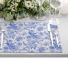 Romantik Desenli Mavi Kuş ve Çiçek Motifli Amerikan Servis Seti - 4'lü Set (30x50 cm)
