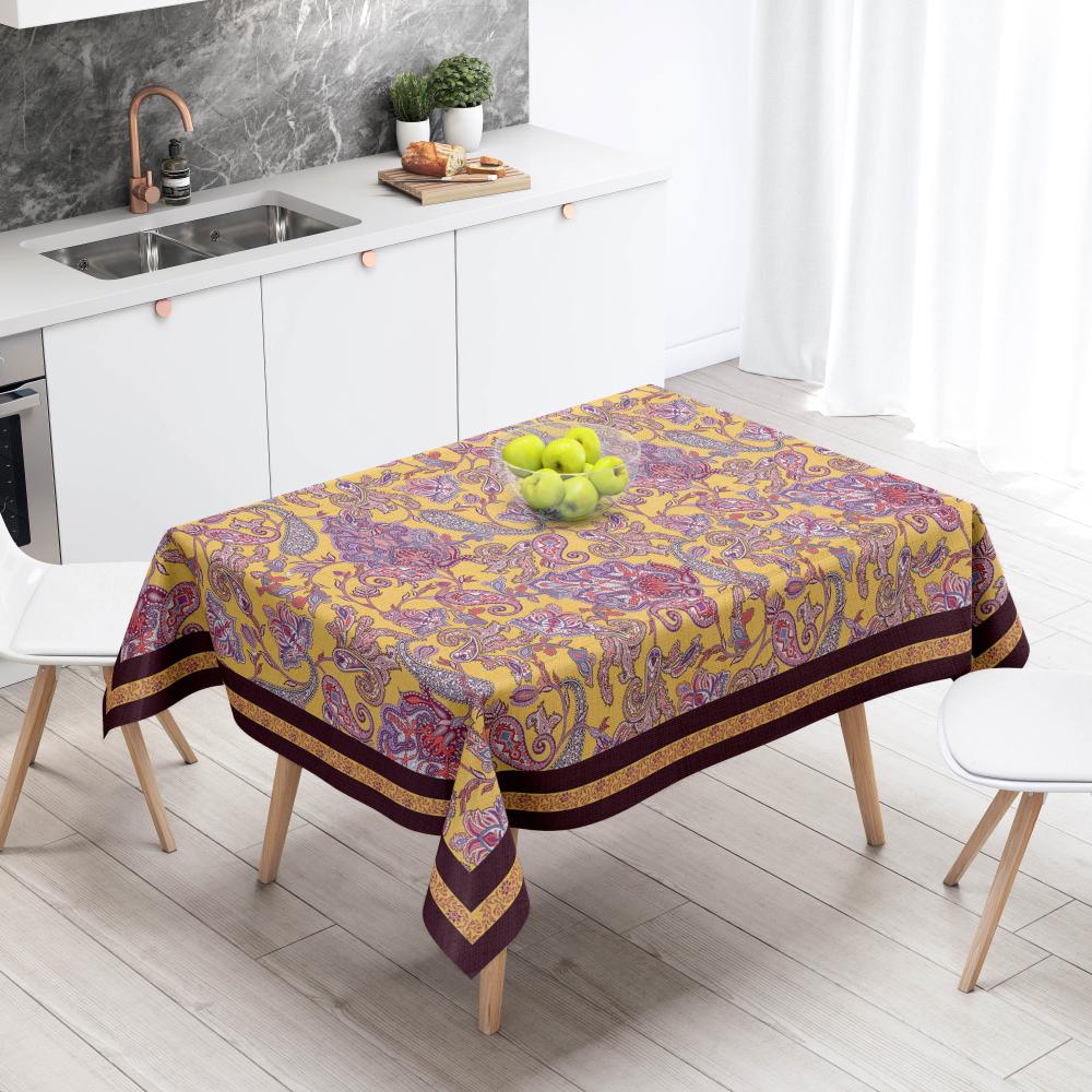 Mor Damask Desen Masa Örtüsü 160x220CM