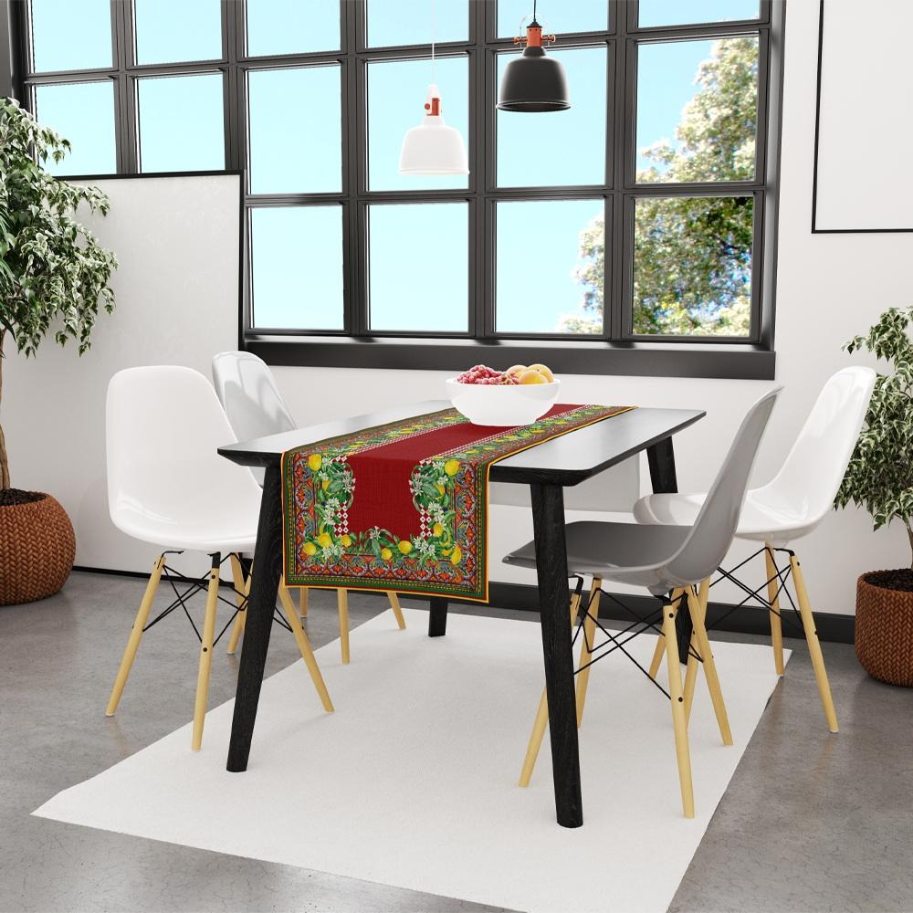 Renkli Limon Desenli Runner 140x45CM
