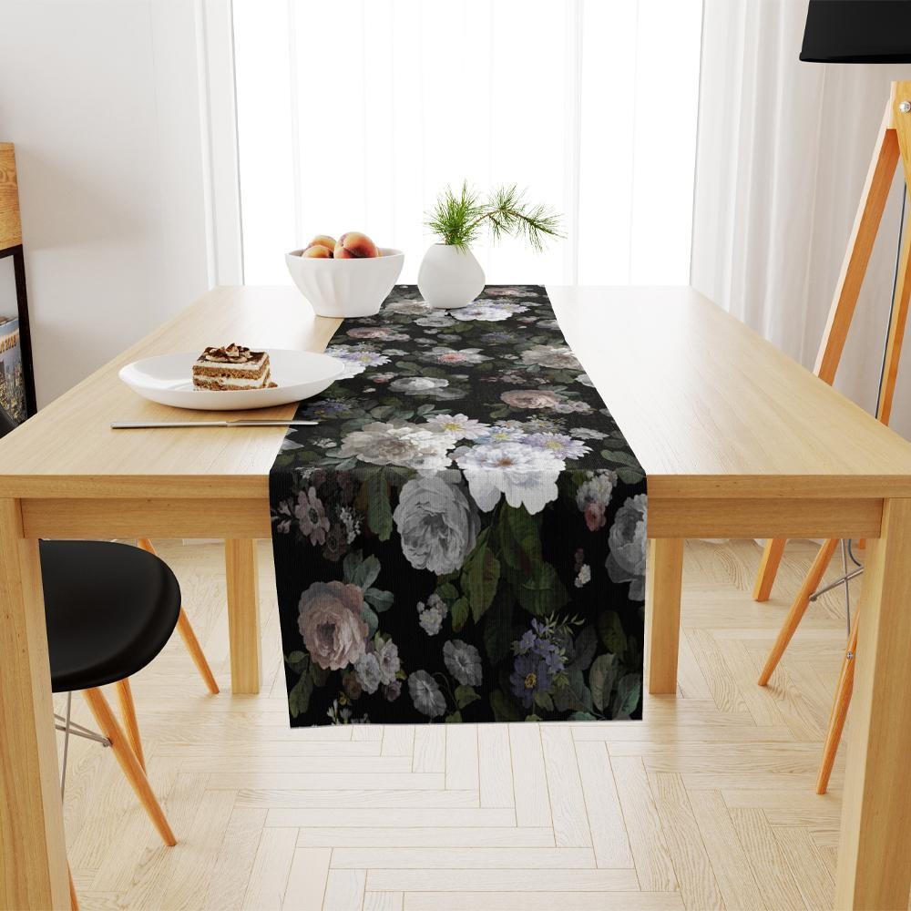 Siyah Çiçek Runner 140x45CM
